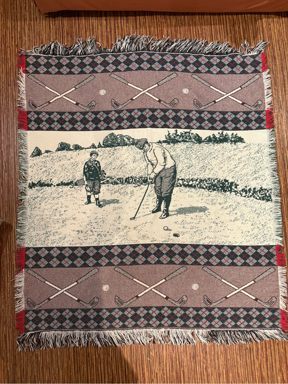 Vintage Woven Golf Tapestry Throw Blanket